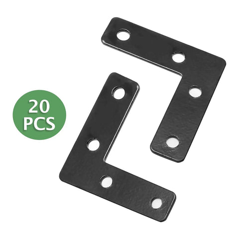 20 Pack L Shaped Flat Mending Plates 50mm By 50mm Right Angle Corner Braces For Photo Frames Black Stainless Steel