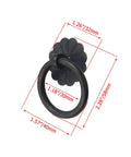 4 Pcs Vintage Style Brass Cabinet Pulls With Screws Black Flower Shape Drawer Ring Knobs for Dresser, 40mm Diameter, Dimensions Shown