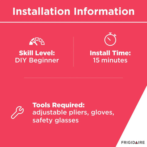 Installation details for Faucet Adapter For Dishwashers 5304483509 White, DIY beginner level, 15 min install time, tools listed.
