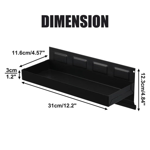Magnetic Tool Tray 12 By 4.5 By 1.25 Inches Built Tough Heavy Duty Steel Parts Organizer shown with dimensions