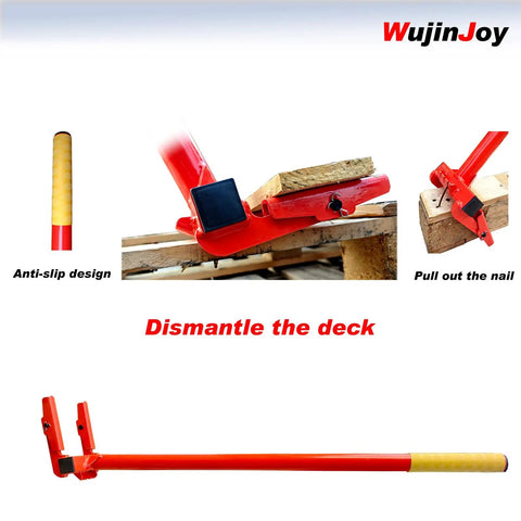 Heavy Duty Pallet Buster Tool With One Piece Handle And Pivoting Head Built Tough For Demolition Deck Board Remover Orange