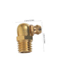 Grease Fitting Kit Zerk Fittings Assortment SAE straight and angled nozzles for auto and gearhead shop use, angled brass fitting shown.