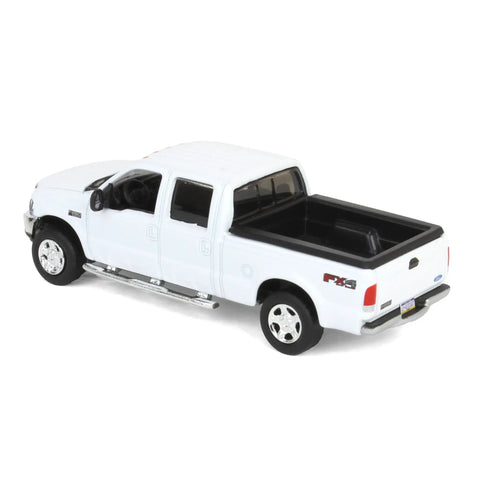 Ford F250 Super Duty 2004 Diecast Crew Cab Pickup Truck White 1 64 Scale Display Model angled rear view