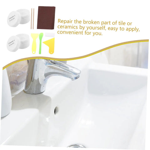 Porcelain Tub Tile Sink Repair Kit DIY Friendly Easy to Use Fiberglass Refinishing for Quick Repairs Multipurpose Bathtub Tile Chip Fix Kit Safe Odorless High Gloss Finish That Gives Surfaces a Fresh Look near a bathroom sink