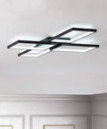 Black Square LED Ceiling Light Flush Mount for Dining Room Living Room Kitchen, 33.07 Inch Geometric Modern Fixture, Cool White 6000K