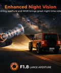12 Inch Mirror Dash Cam With Crystal Clear 4K UHD Front And 2.5K Rear enhancing Jeep night vision on dark road.