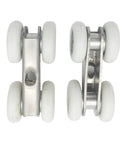 Top view of Zinc Alloy Four Wheel Metal Hanging Sliding Wardrobe Closet Door Rollers Set Pulley Hardware For Furniture Cabinet Doors