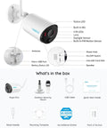 Argus Eco 2 Pack Wireless Solar Security Cameras with labeled parts and included items, ideal for home and outdoor use, 2MP HD.