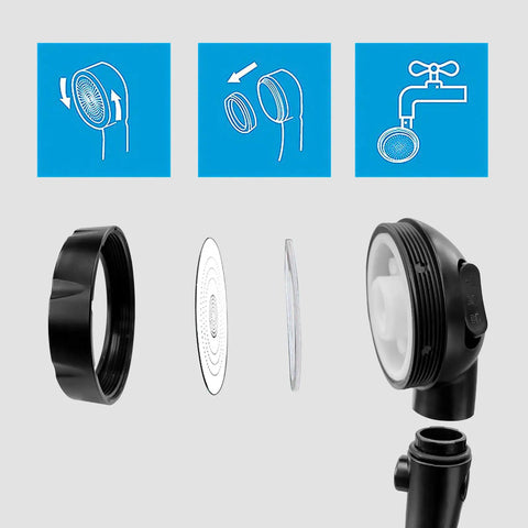 Drill Free High Pressure Handheld Shower Head With On Off Pause Switch Three Spray Modes Water Saving Shower Head diagram