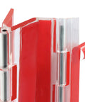 Slick Clear Acrylic Continuous Piano Hinge Two Pack Hella Durable Self Adhesive Peel And Stick Transparent Hinges For Cabinetry showing close-up of hinge with metal core.