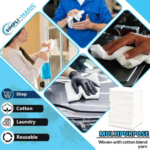 Bulk 500 Pack White Shop Towels Reusable And Washable For Commercial Use In Auto Shops Garages Restaurants Warehouses And Labs