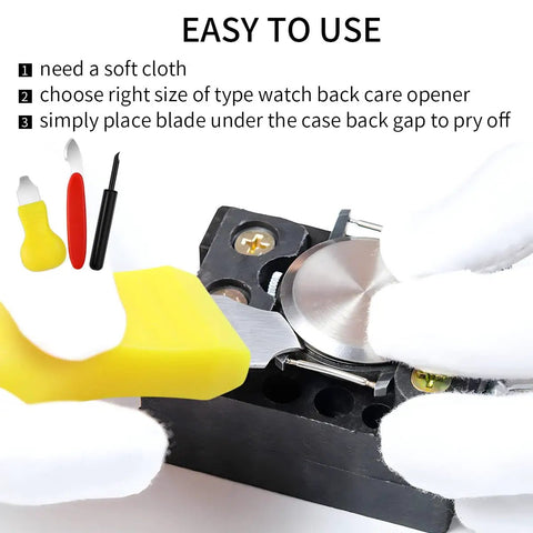 Watch Back Removal Tool Kit For Battery Replacement And Case Opening With Pro Grade Sharp Blade And Comfortable Handle Includes Rag Easy To Use Opener Set For Accessories Repair