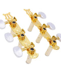 Classical Guitar Tuning Pegs Set With 1:15 Gear Ratio White Button Machine Heads For Acoustic Guitars, Heavy Duty Metal Tuning Keys, Left And Right Replacement Parts, Smooth, Durable Tuning You Can Trust gold classical guitar tuning pegs with white buttons, 2-pack