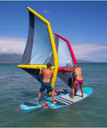 Epic Inflatable Sail And Kitesurfing Wing Foil Set in use on water with two people, 4.2 square meters, durable PVC and Oxford cloth.