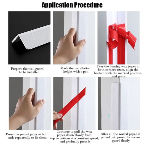 Application procedure for Self Adhesive Wall Corner Guards Peel And Stick Moulding Trim For Corners In Beige Gray Blue Gold Brown
