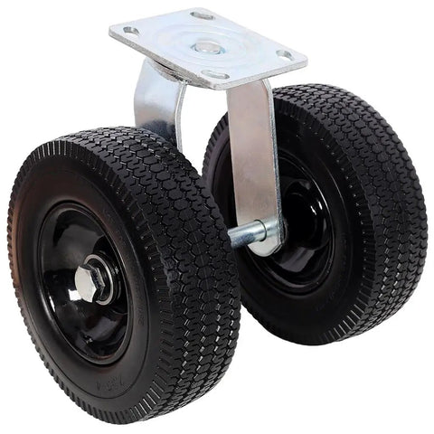 8 Inch Dual Wheel Swivel Caster Workhorse Heavy Duty Flat Free PU Tires With Zinc Plated Top Plate 660 Lbs Load Capacity Ideal For Cart Dolly Equipment And Industrial Transport dual-wheel caster, zinc plated plate, black PU tires