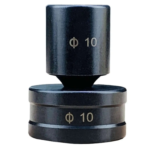Close-up of Hydraulic Round Hole Punch Die Set For Steel Copper And Aluminum, showing alloy steel die with size mark.