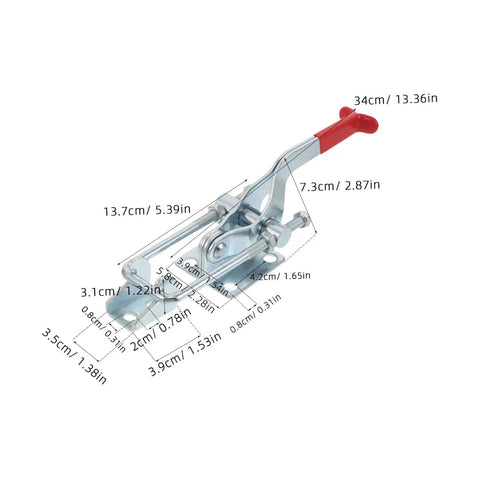 Premium Heavy Duty Toggle Latch Clamp With Adjustable Galvanized Iron Quick Release Lock For Tool Boxes And Jigs Featuring Insane 2183lbs Holding Capacity dimensions and details.