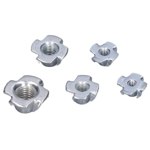 105 Piece T Nut Assortment Kit Galvanized Carbon Steel 4 Prong Tee Nut Fasteners for Heavy Duty Woodworking and Sheet Metal Repair