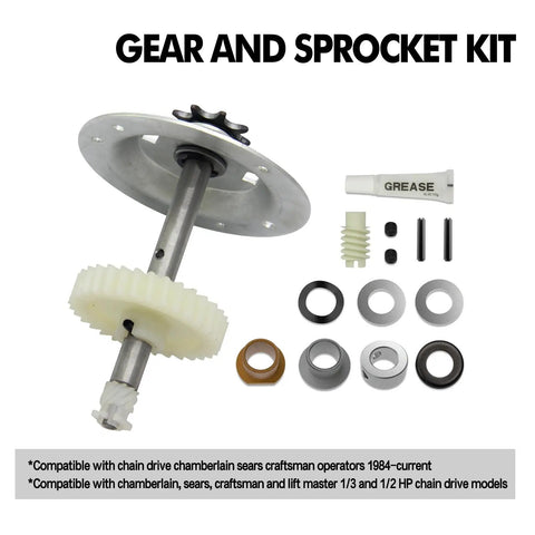 Heavy Duty Replacement Gear And Sprocket Kit For Garage Door Openers 1/3 To 1/2 HP Chain Drive Fits Chamberlain Sears Craftsman Models