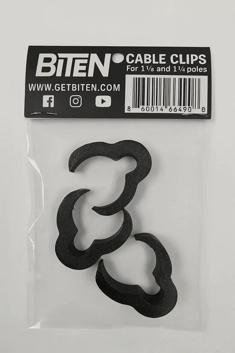 Three Pack Transducer Pole Cable Clips for One Eighth Inch and One Quarter Inch Shafts in packaging