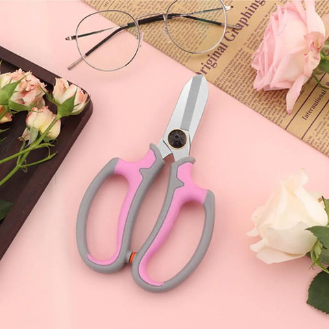 Pink Flower Shears For Easy Pruning And Plant Care No Fuss Garden Tool With Safety Handle Lightweight Trimming Scissors For Gardening And Home Maintenance Boss Level Cut For Flowers And Branches, stainless steel