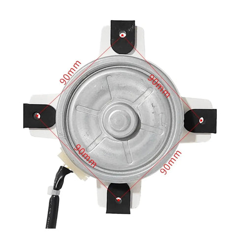 Beefed-Up Heavy Duty Outdoor DC Fan Motor RDN-310-56-8 Replacement For HVAC Systems Durable Industrial Grade Motor Spare Parts For Conditioning Units Long-Lasting Cooling Performance Easy Install, silver motor front view, 90mm mount