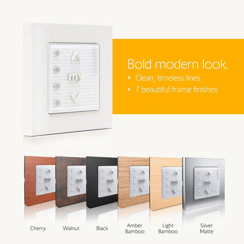 4 Channel Wall Mount Remote Controller For Motorized Shades, Curtains, And Blinds, Wireless, various frame finishes