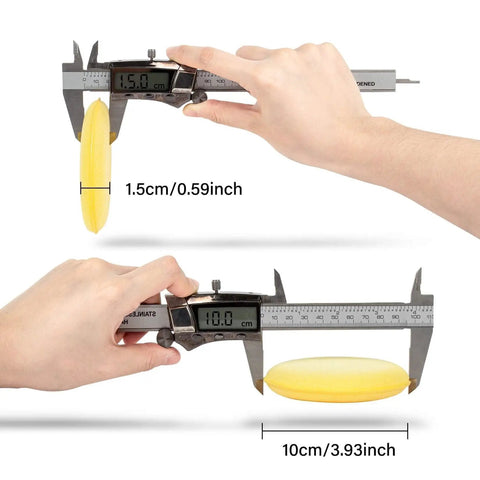 Digital caliper measuring Pro Grade Foam Car Wax Applicator Pad Set 4 Inch Round Detailing Sponges High Density Foam