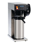 Front view of Axiom Dual Voltage Airpot Coffee Brewer With LCD, Programmable Brew Levels, Cold Brew Lockout, 200 oz capacity.