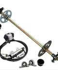 Upgraded 740mm Go Kart Rear Axle Complete Kit With Brake Assembly Without Chain Sprocket, includes axle, brake components