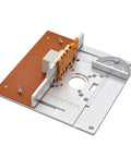 Rock Solid Aluminum Router Table Insert Plate With Precision Miter Gauge Guide Set Drop In Ready Table Saw Flip Top Mount for woodworking projects.
