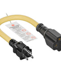 Beefy 12AWG 15A To 20A 125V 250V 4-In-1 AC Power Adapter Cable NEMA 5-15P To 5-15R 5-20R 6-15R 6-20R 1-Foot Heavy-Duty Plug