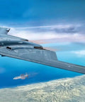 One Seventy Two Scale USAF B 2A Spirit Stealth Bomber Model Kit With MOP GBU 57 Photo Etched Parts flying over landscape