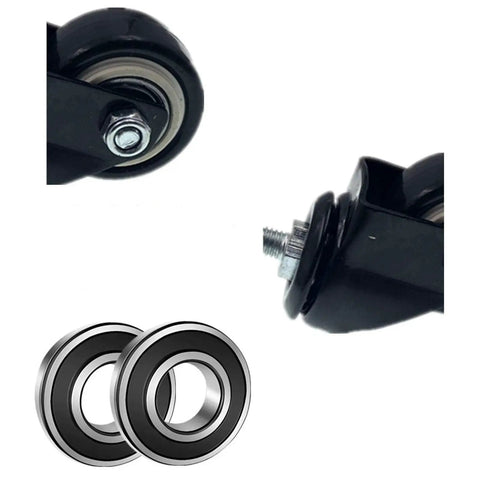 Tough As Nails Heavy Duty 1.5 Inch Swivel Stem Polyurethane Casters In Black showing detailed bearings and adjustable stem.