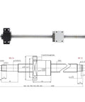 Awesome 1 Pc SFU2005 Ball Screw Kit With 350mm Length Includes Machined RM2005 Ball Nut Plus BK15 BF15 End Brackets And Smooth Coupler For Quiet CNC Machine Operations, shown with technical dimensions