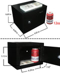 Small Steel Safe Box With Key Lock For Home Office Cash And Jewelry Storage, Hidden 0.23 Cubic Feet, Compact, dimensions shown