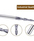 Pro Grade Solid Carbide CNC Router Bits For Woodworking Two Flute Tapered Ball Nose Milling Cutters DLC Coated showing detail of cutting edge.