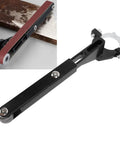 Extra Tough Belt Sander Adapter For Angle Grinder Blasts Through Models 100 And 125 Into Precision Pipe Sanding Polishing Tool, black metal design.