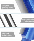Close-up of Heavy Duty 4 Piece Flush Trim Router Bit Set with 6Mm Shank And Bearing showing alloy blade, steel handle, and teflon coating.