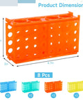 Orange rack of Eight Piece Interlocking Test Tube Racks For 0.5ml To 50ml Tubes, Four Way Connectable Plastic Stands shown.