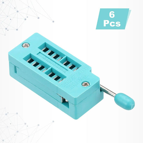 6 Pack Universal ZIF IC Test Socket 14 Pin 2.54mm Pitch DIP Socket For Microcontrollers Chips And Breadboards