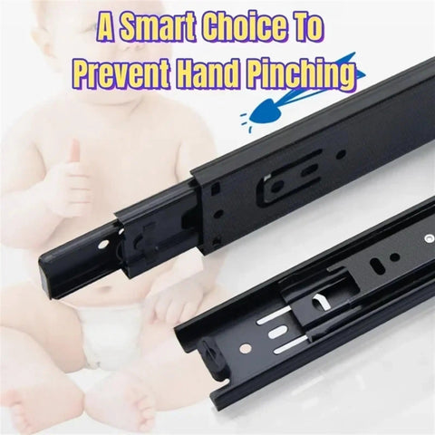 Silent Hydraulic Drawer Slides With Cold Rolled Steel, 14-Inch Three-Section Runners focus on safety and ease for kids