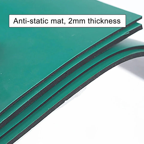 Heavy Duty Anti Static Rubber Workbench Mat Super Tough Heat Resistant ESD Protective Table Cover showing 2mm thick layers.