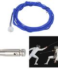 Wire And Point Tip Set For Fencing Epee Repair with blue metal wire and tip, includes fencing image for reference.