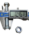 6-inch cast-iron V-groove wheel for sliding gates, 2in wide, 1000lb capacity with mounting bolt and nut (close-up).
