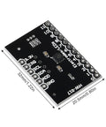 Close-up of Eight Pack MPR121 Capacitive Touch Sensor Breakout Board with I2C Interface, dimensions labelled, black surface