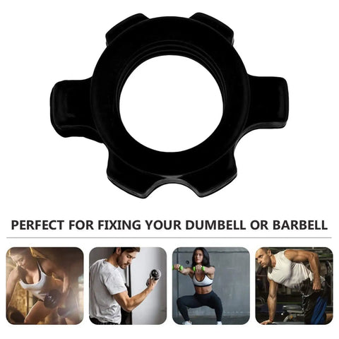 12 Piece Dumbbell Bar Nut Clamp Set For Barbell And Dumbbell Fixings Heavy Duty Fitness Accessories shown with workout imagery