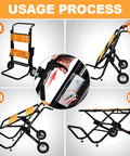 Portable Table Saw Stand With Rock Solid Folding Frame Roll It Around Shop Or Job Site On Grippy Eight Inch Wheels Supports 330 Pounds usage process steps.