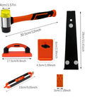 Laminate Wood Flooring Installation Kit with tapping block, pull bar, rubber mallet, set of floor spacers, and contour scribe tool.